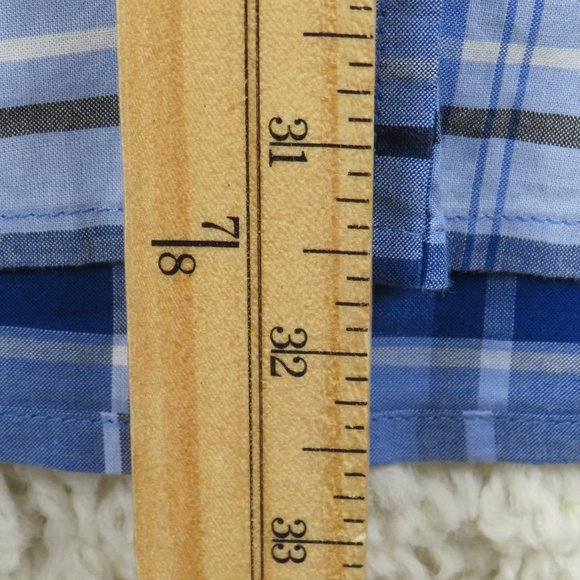 Claiborne* Men's Short Sleeve Button Down Curved Hem Plaid Shirt~ Size 3XLT - Picture 7 of 11